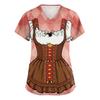 Women's V Neck Short Sleeve Work Shirt with Pockets Oktoberfest Print Medical Uniform Top Nurse Scrub Tee for Healthcare Professionals