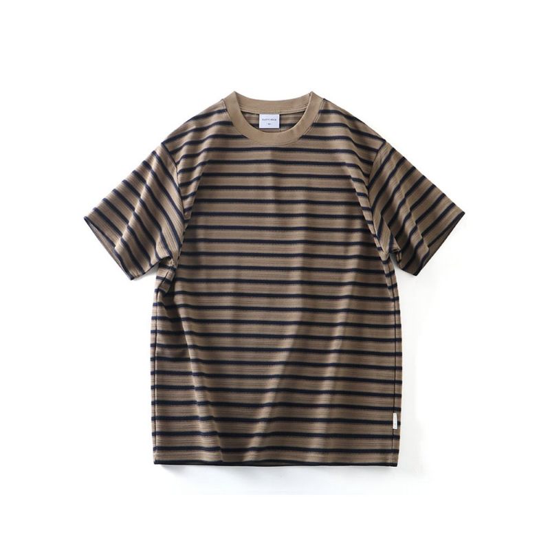American-Style Striped Short-Sleeve T-Shirt for Men, Summer 2024 New Trendy Brand Base Shirt, Export Casual Tee