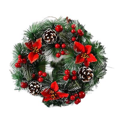 PVC Christmas Wreath Artificial Garland Decorations Household Decor Wall Door Flowers Hanging Ornaments Xmas Garlands