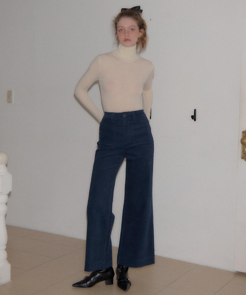 SALON DE YOHN Corduroy Wide Pants_ Deep Blue