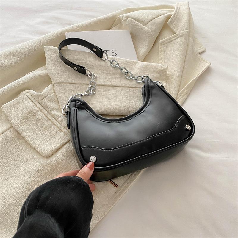 

Однотонная темпераментная женская сумка Летом Новая Высокая ценность Подмышечная Повседневная На одно плечо Боковая Кросс-боди Полумесяц