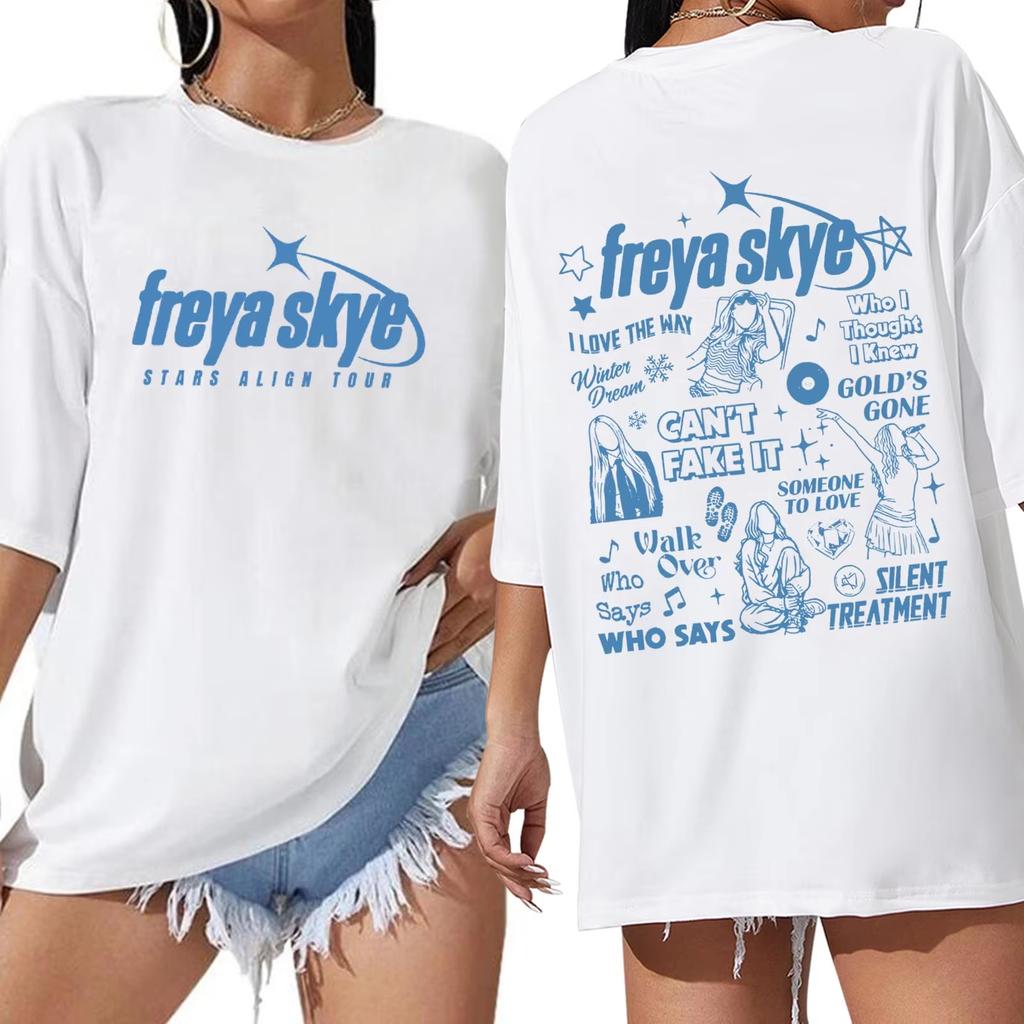 Crew Neck Short Sleeve TShirt For Music Festival Freya Skye Stars Align Tour 2026 Casual Printed Unisex And Unisex Tshirt