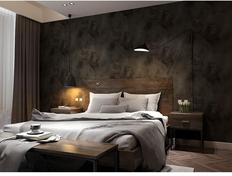 Black Vintage PVC Wall Paper Vinyl Concrete Wall Effect Wallpaper Retro Plain Texture Bedroom Living Room Background Home Decor