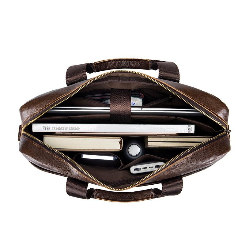 Men's Briefcase, Genuine Leather, Hand and Shoulder Computer Bag