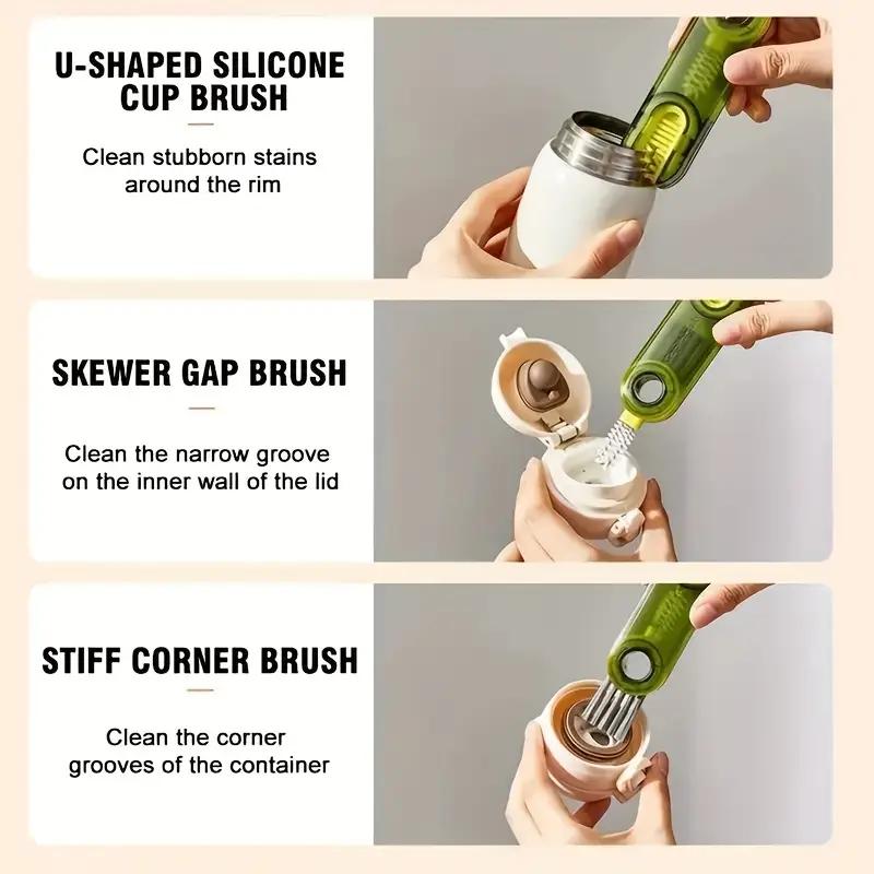 3Colors Multifunctional Cleaning Brush Cup Lid Cleaning Brush Cup Lid Groove Cleaning Brush Gap Cleaning Thermos Cup Lid Gap Cleaning Brush