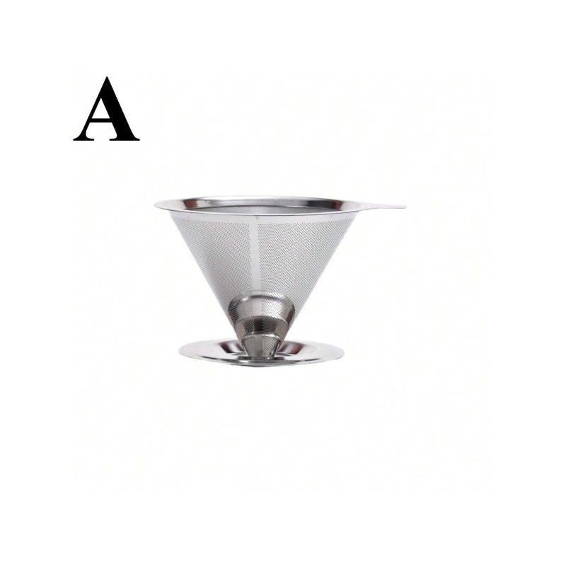 Reusable Stainless Steel Double Layer Fine Mesh Coffee Filter for Drip Coffee and Tea Portable Coffee Dripper with Tray for Home