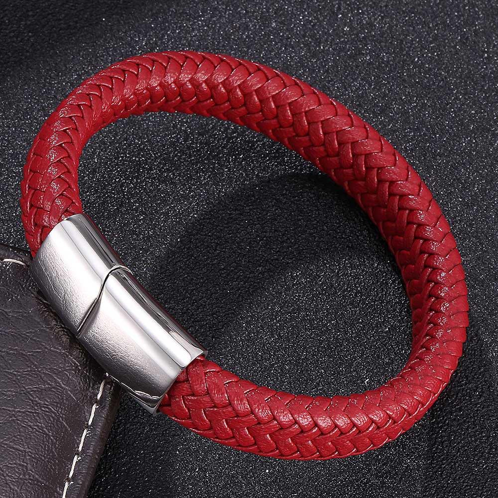 WISH Popular Men's Titanium Steel Leather Fashion Bracelet Accessories