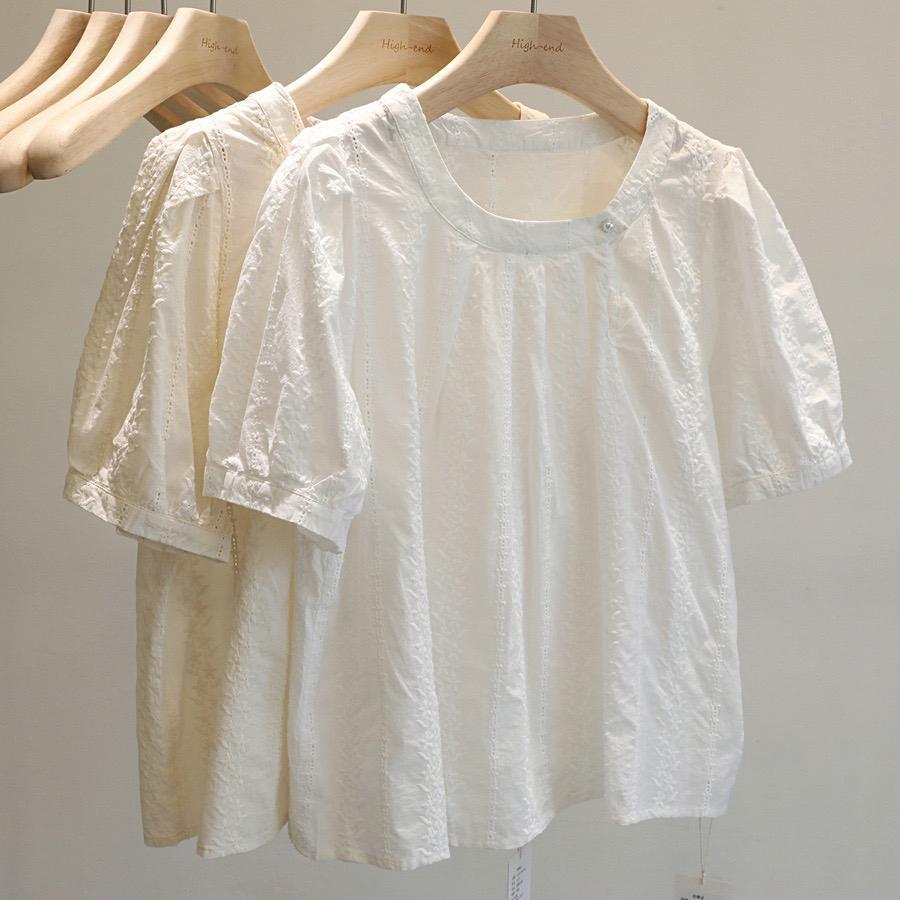 New Product Simple Embroidered Shirt Women's Loose and Thin Doll Shirt Simple Design