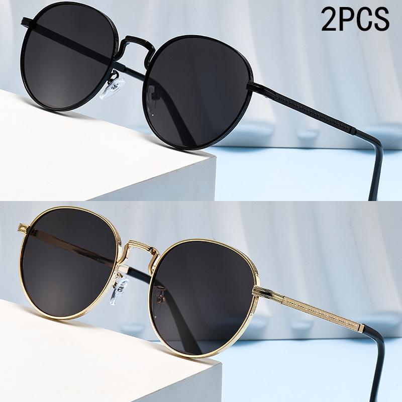 2PCS New Model Metal-framed Sunglasses Trendy And Fashionable With Oval Shape And Stylish Design.2403