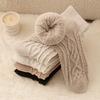 Wool Socks Children'S Medium Tube Socks Retro Twist Pattern Season Rhombus Fleece Thickened Warm Cashmere Stacking Socks Women
