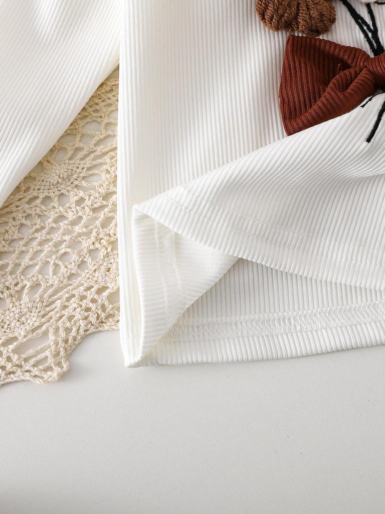 Chic White Ruffled Top & Brown Flared Pants Set for Baby Girls - Adorable Instagram-Worthy Outfit