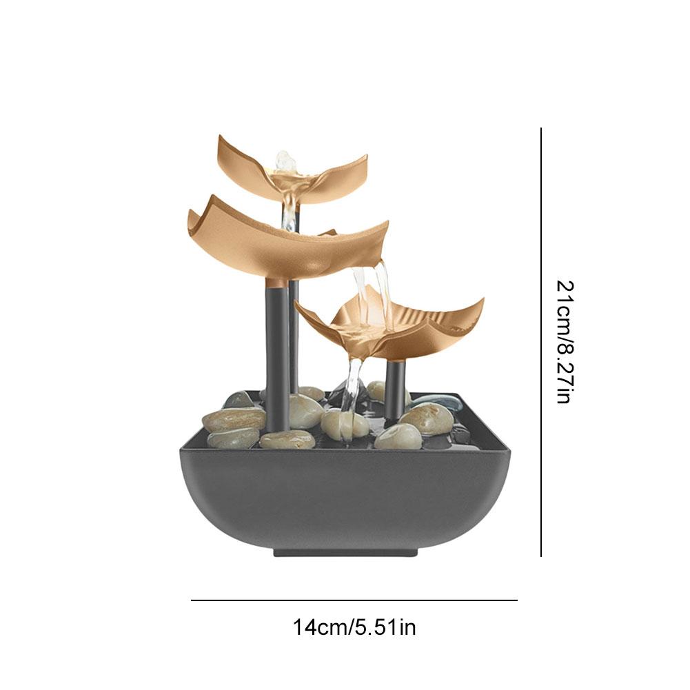 Tabletop Water Fountain with LED Light & Natural Rocks Zen Meditation Waterfall Relaxing Sound Ornament for Home and Office