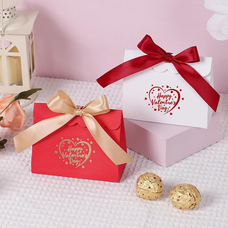 Valentine Treat Box Paper Valentines Candy Boxes Decorative Heart Gilding Boxes For Valentine's Day Party Favors