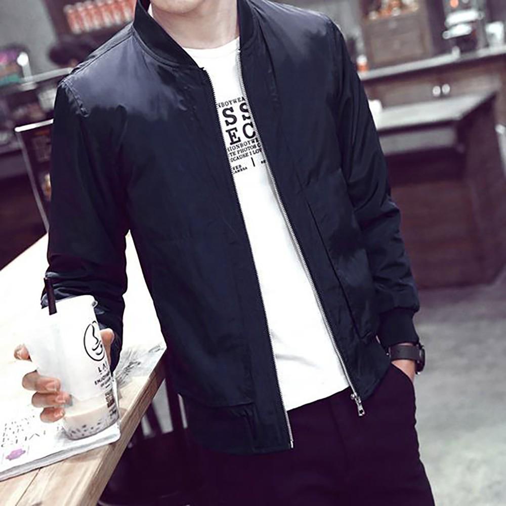 Men Winter Warm Jacket Overcoat Outwear Slim Long Sleeve Zipper Tops Blouse