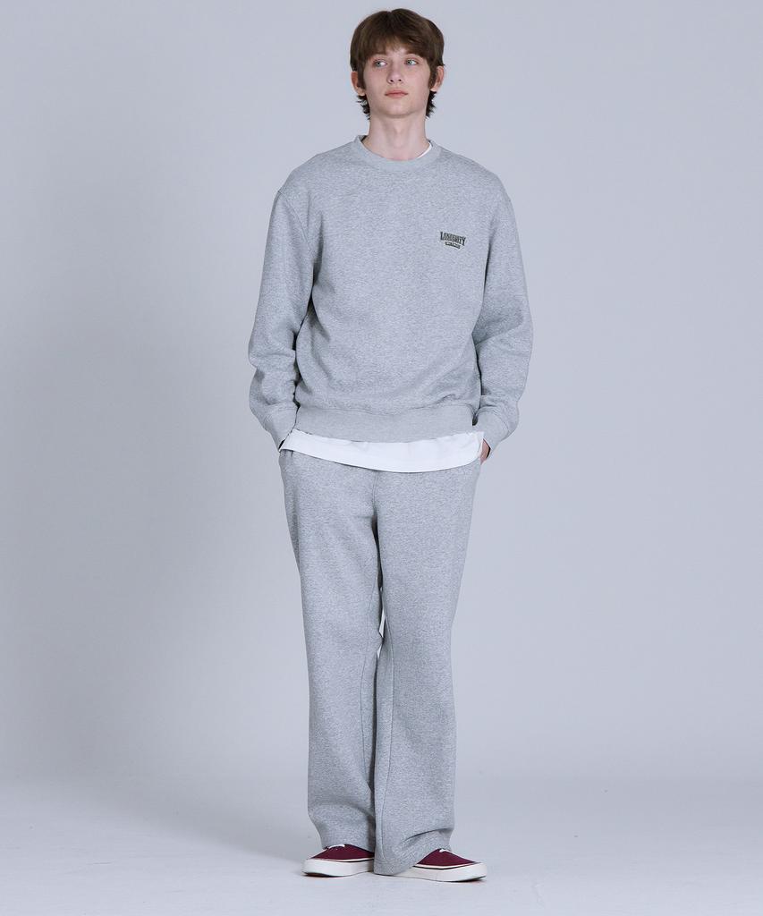 BASIC HOUSE Brushed Terry Straight Fit Pants Melange Grey Lapt7102