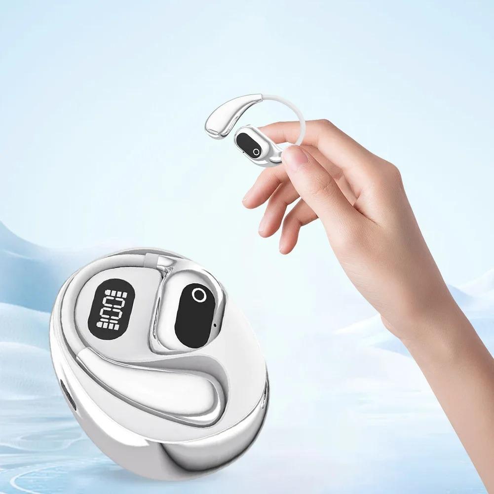 Bluetooth 5.4 Earphones Wireless Ear Hook Headphones Noise Reduction LED Display Headsets HiFi Stereo Earbuds