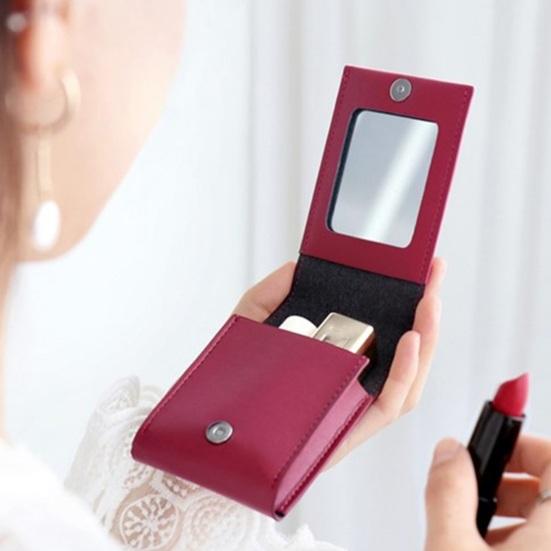 Lipstick Bag with Mirror Mini Lip Balm Organizer Portable Lipstick Case Fits 3 Lipsticks for Handbag Women And Girls Travel Touch-Ups