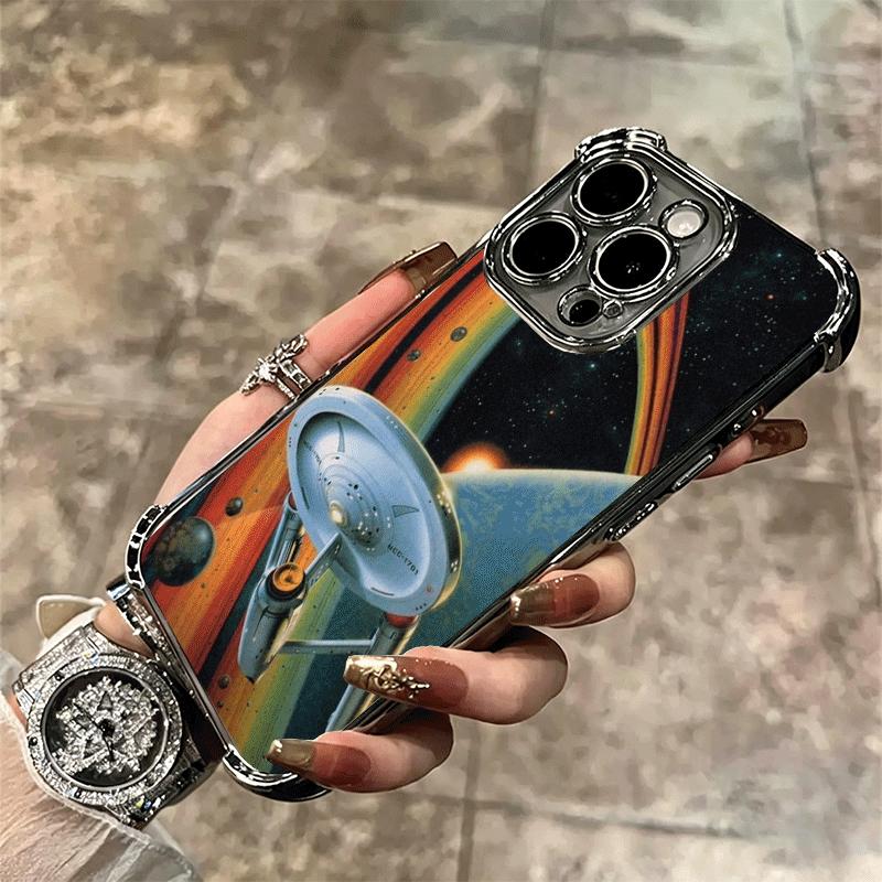 Star Movie T-Trek Soft Phone Case For iPhone 15 16 17 Air 14 Pro Max 16E Plus 13 12 Mini Plating Anti-Fall Fundas