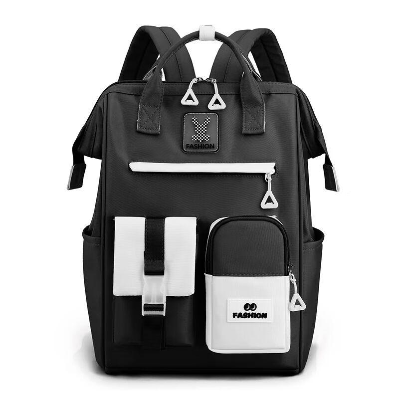 Trendy Color-Block Student Backpack One Size