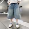 Pantaloncini di jeans sottili estivi per ragazzi 2026: Pantaloni Corti Trendy Casual per Bambini di Taglia Media e Grande