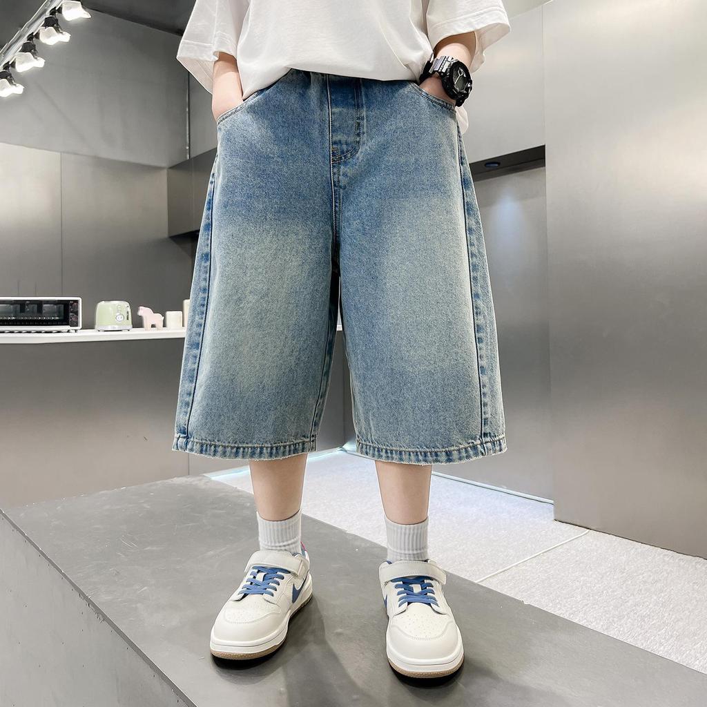 Pantaloncini di jeans sottili estivi per ragazzi 2026: Pantaloni Corti Trendy Casual per Bambini di Taglia Media e Grande