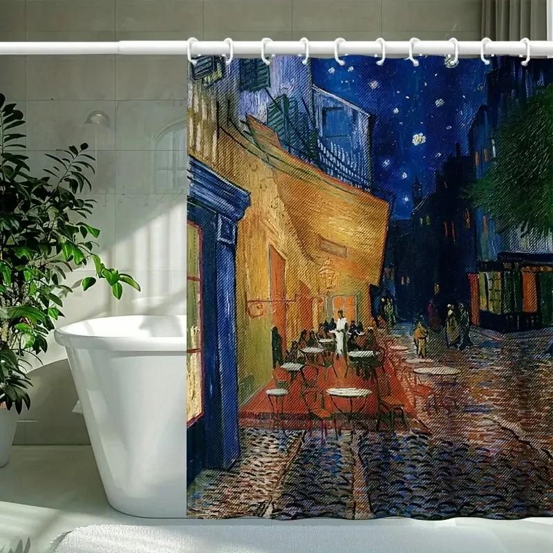 Vincent Van Gogh'S Starry Shower Curtain Can Be Hand-Washed In Waterproof Polyester Fabric Art Design Bathroom Shower Curtain