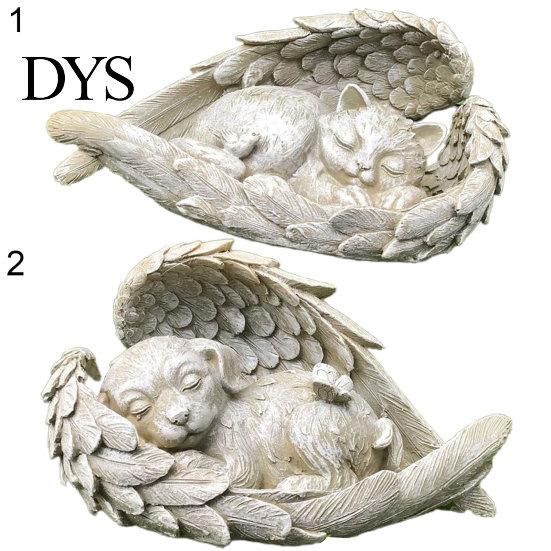 Decorative Display Mold Sleeping Dog Angel Wing Design Exquisite Statue Resin Garden Home Ornament Accessories for Decor Model