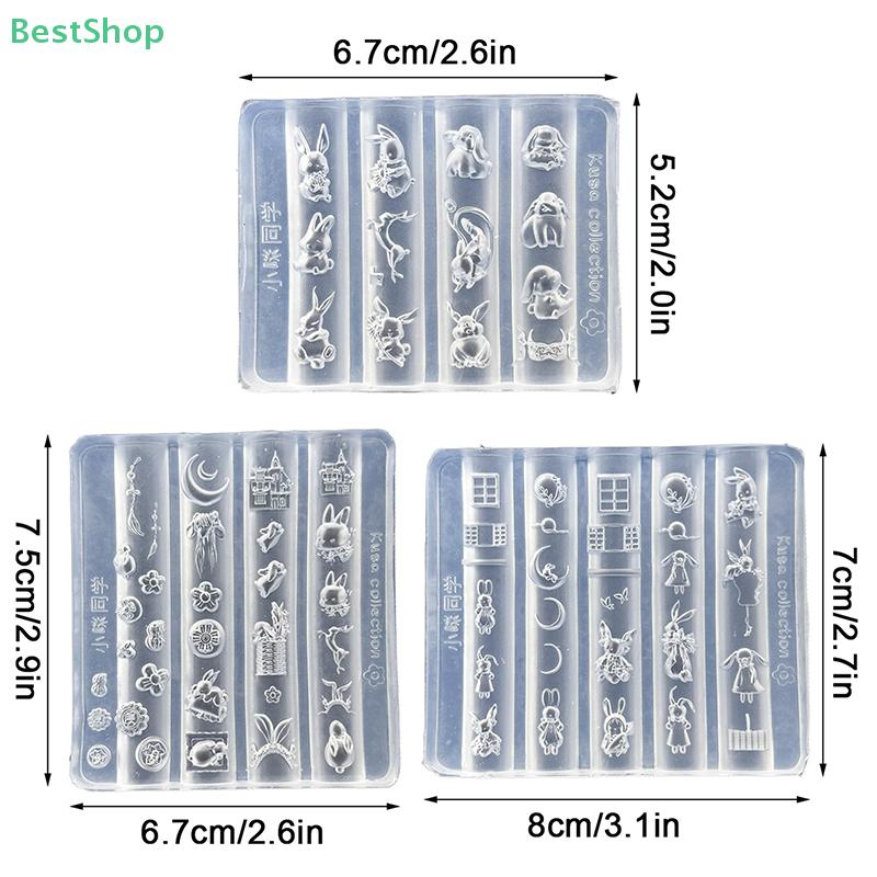 3D Silicone Nail Art Mold Relief Rabbit, Moon Cake,Moon Design DIY Nail Decor Transparent Manicure Templates