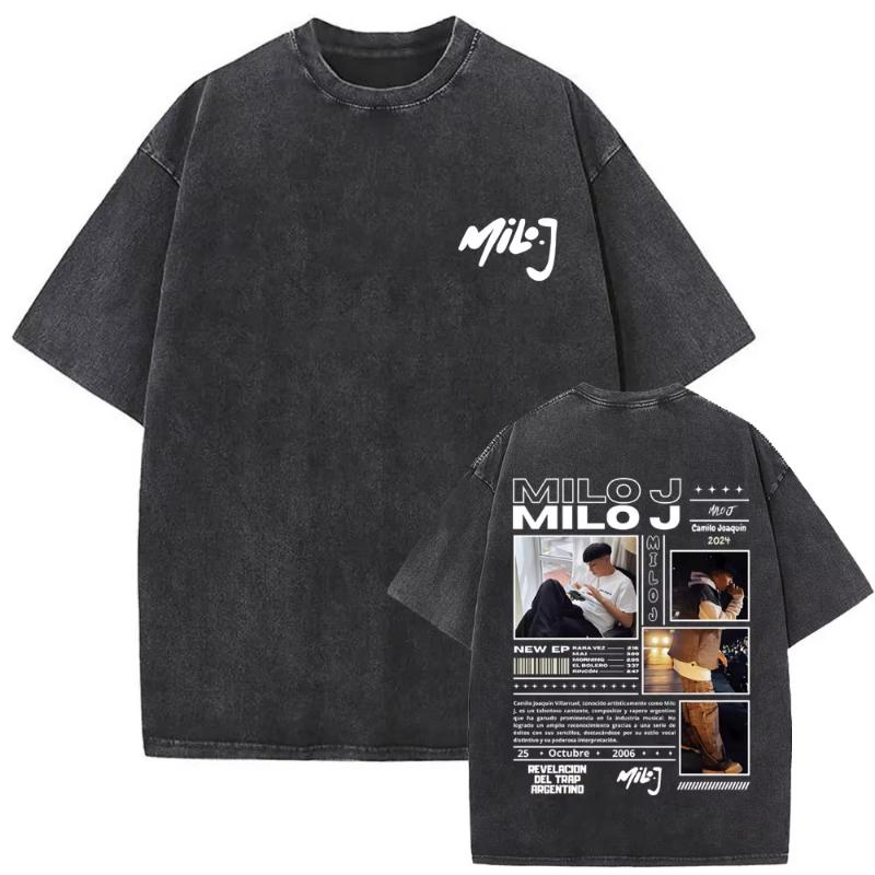 Washed Vintage Rapper Milo J Music Album Logo Merch Tshirt Unisex Women Hip Hop Fashion Oversized T Shirts Streetwear