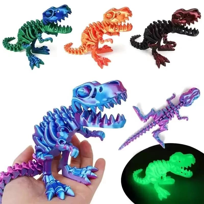3D-gedrucktes Drachen-Set Bastelmodell Fidget Toy Drehbarer Tyrannosaurus Rex Skelett Dinosaurier Dekoration Geschenk für Kindergeburtstage