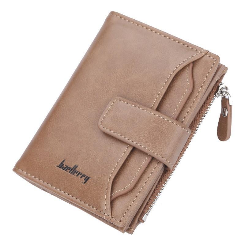 Wallet Men's Retro European American Three Fold Short Style With Multiple Card Slots Zipper Buckle High-end Small