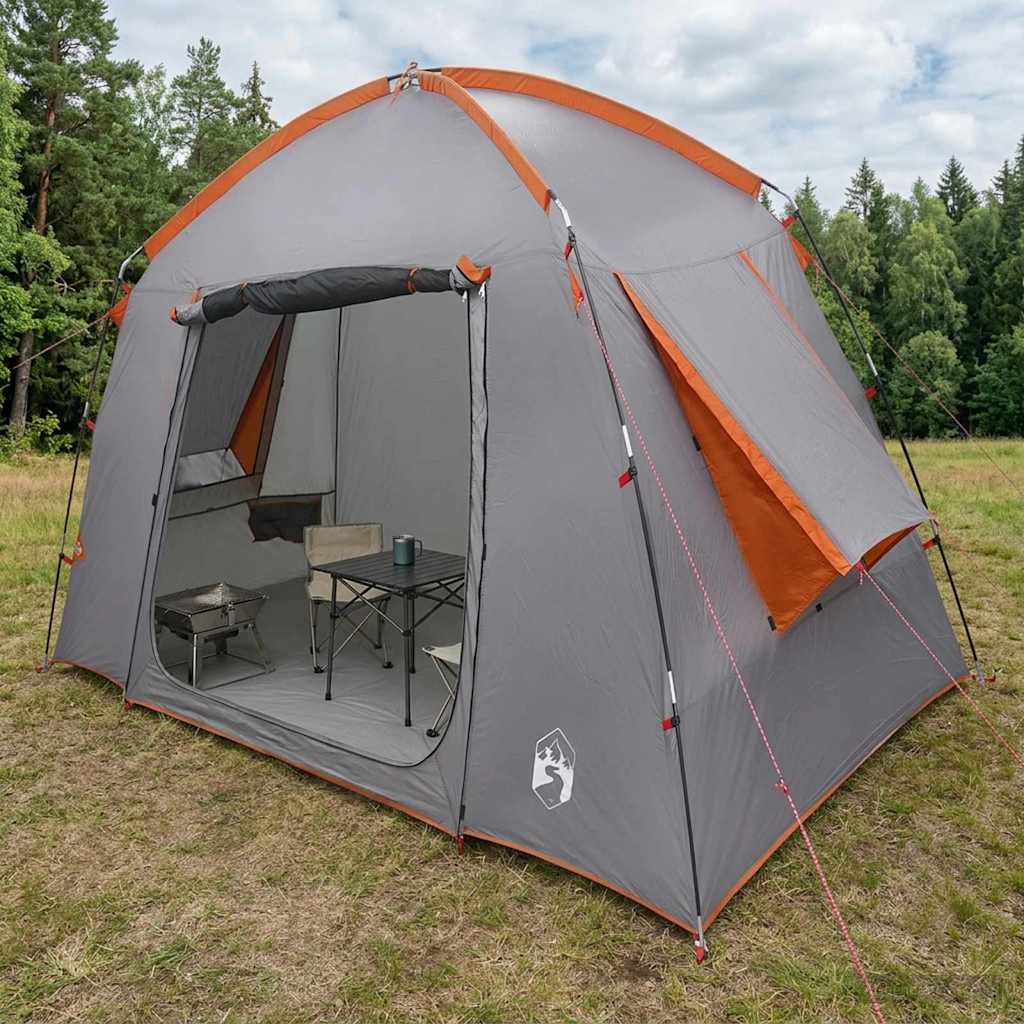 Kuppelzelt Grau und Orange 210 x 210 x 138 cm Polyester