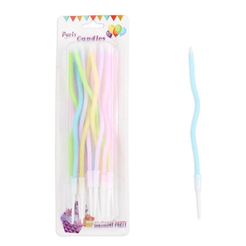

Birthday Candle Creative Rainbow Curve 12-piece Card-sucking Small Fresh Color Party Cake Baking Candle 12 Suction Card Curve Rainbow Candles