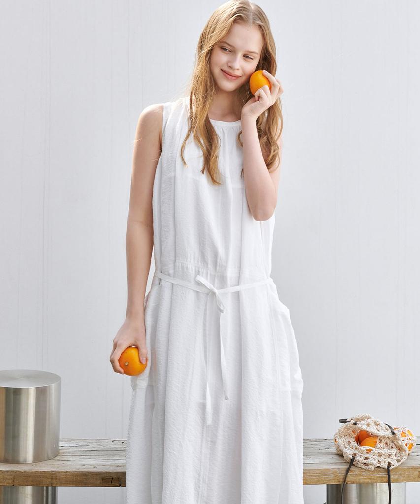 MALOUPE 7106 Sleeveless Long Dress (White)