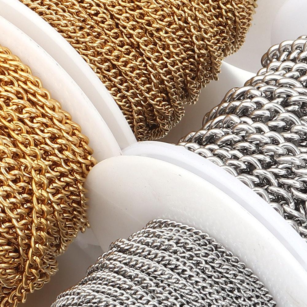 10Yards/Lot 1-4.5mm Stainless Steel Chains Bulk Chains For Necklace Bracelet Anklet DIY Jewelry Making Components Wholesale