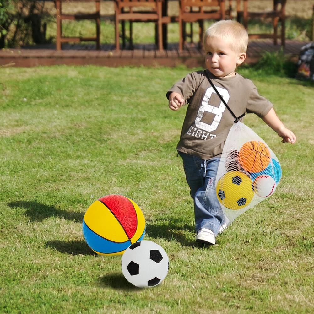 Balls for Toddlers 1-3,Toddler Sports Toys,Set of 7 Kids Ball Soft Foam Baby Sports Balls- Soccer Ball Basketball Baseball Rugby Bounce Ball