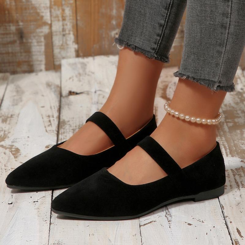 Plus-size Pointed-toe Low-cut Flat-bottomed Women's New-style Low-heeled Shoes
