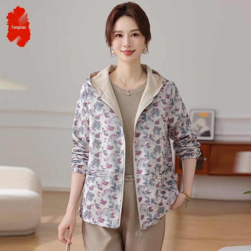 

Женская цветочная куртка с капюшоном для среднего возраста 5XL