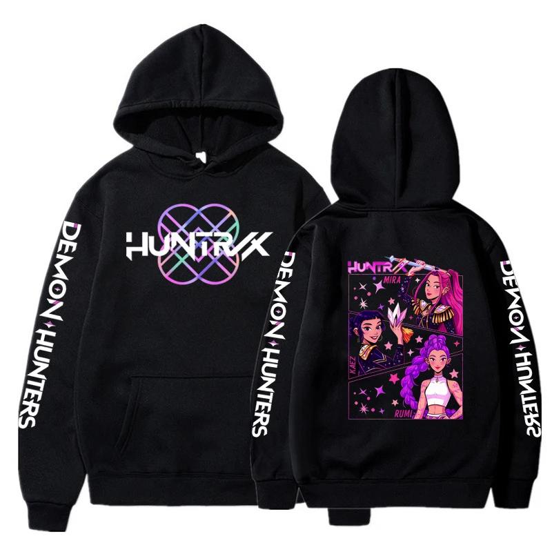 KPop Demon Hunters Fashion Hoodie Autumn Winter Women Casual Streetwear Y2K Long Sleeve Fleece Oversized Pullover Sweatshirts