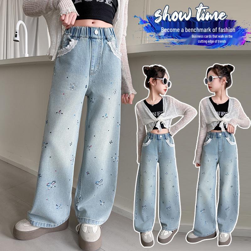 Girls' Wide-Leg Jeans - Summer/Autumn 2025 Style for Big Kids & Middle Schoolers