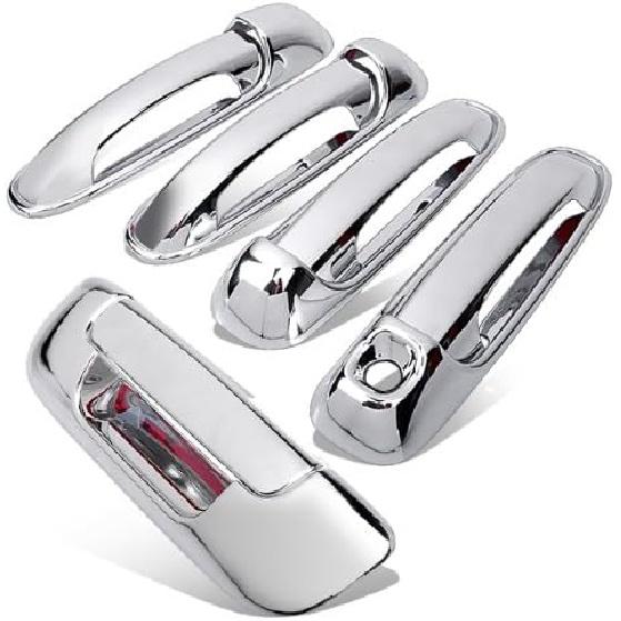 

Chrome Side Door Handle and Rear Tailgate Add-on Cover Trims Compatible with Dodge Ram 1500 2500 3500 2003-2008