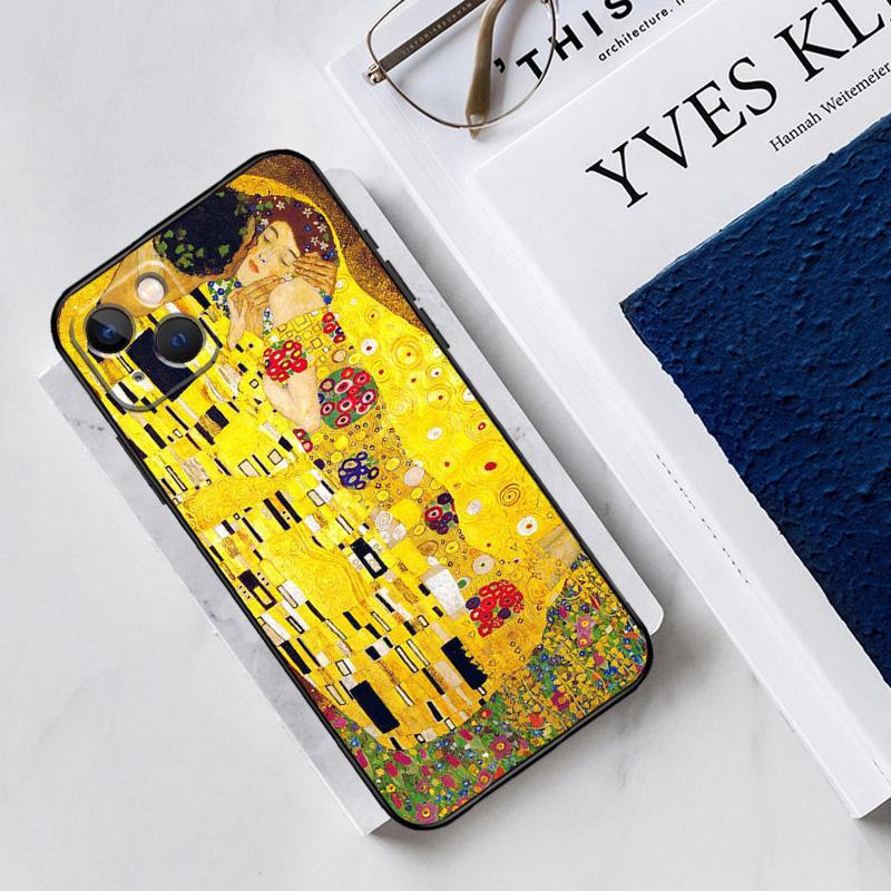 The Kiss Gustav Klimt Painting Silicone Case For iPhone 13 11 14 12 Pro Max X XR XS Max 6 7 8 Plus SE2 13 Mini Soft Cover
