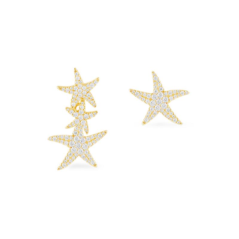 APM Monaco Asymmetric multi-starfish luxury earrings 925 silver women s gold elegant and refined AE12538OXY