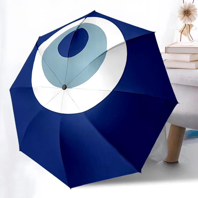 1PC Turkish Devil's Eye Folding Umbrella Auto-Open Design 8 Iron Ribs Plastic Handle Foldable Sunshade Perfect Christmas Gifts
