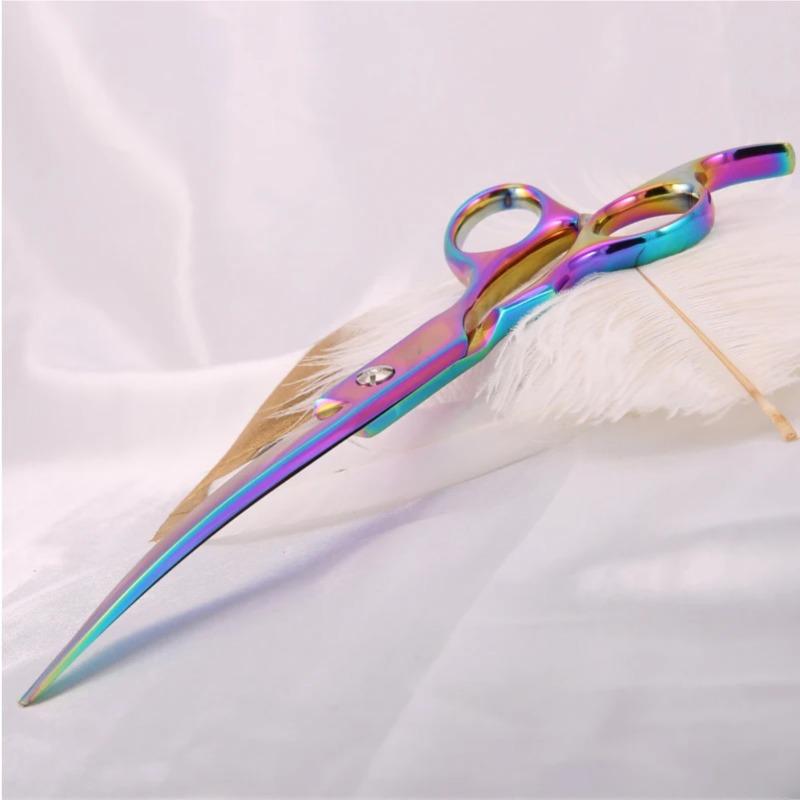 Fenice Curved Grooming Scissors 7.0 Inch Up Curved Scissors for Dogs Pet Shears