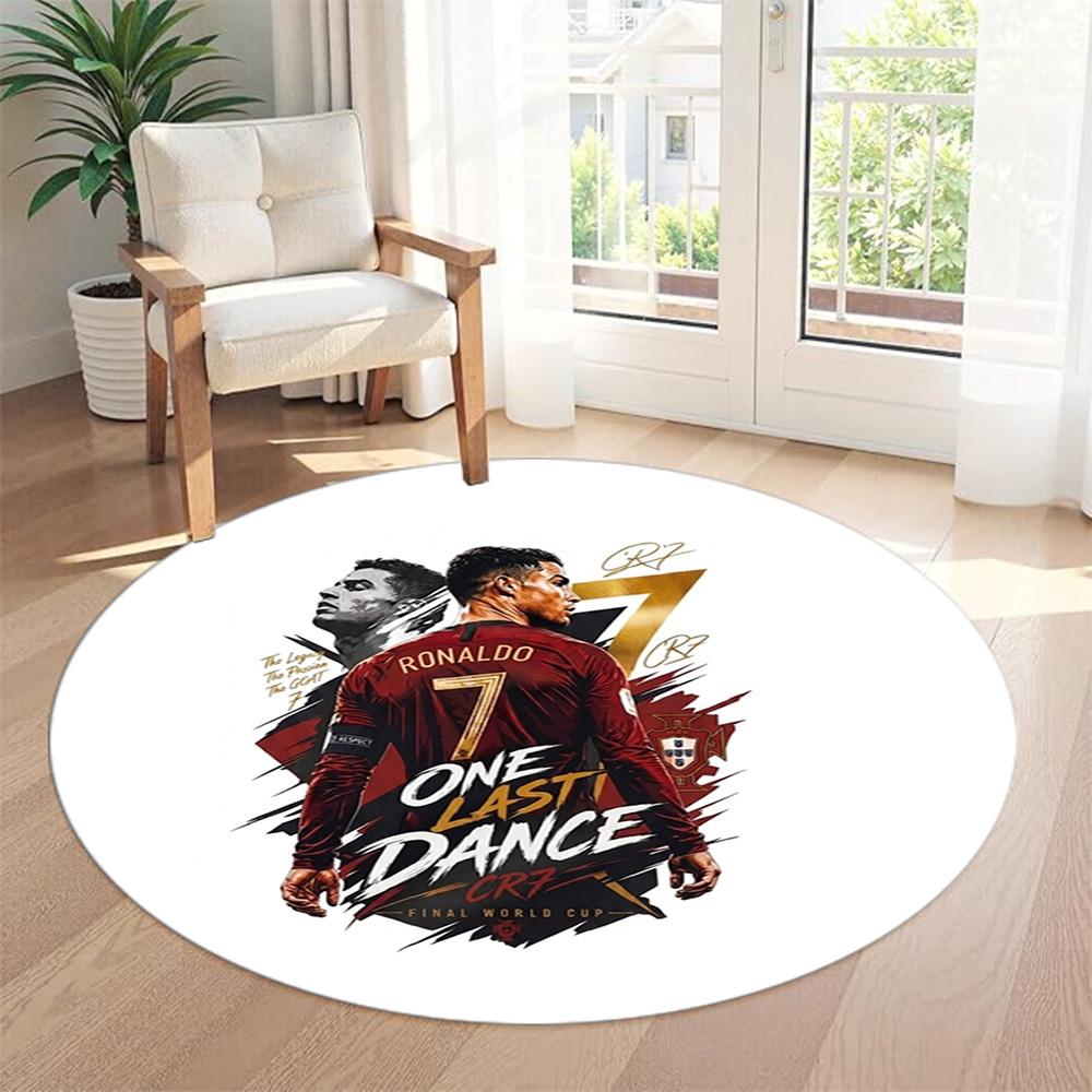 Cristiano Ronaldo Runder Teppich Perfekt für Spielzimmer Esszimmer Dekorieren Sie Zimmer Balkon Rutschfester Runder Teppich Dekorieren Sie Büros Hochzeitsfeier Geschenk