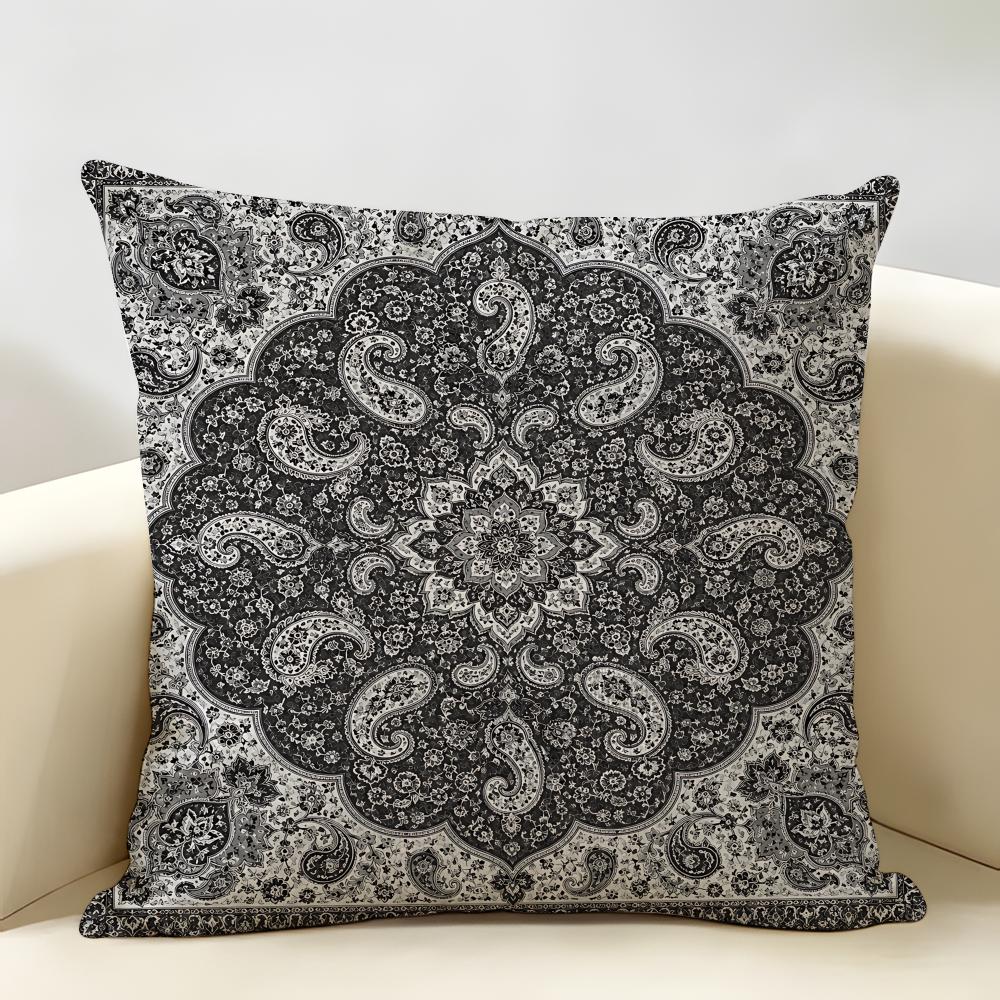 Retro Bohemian Intricacy Luxury Cushion Cover Natural Linen Organic Fabric DoubleSided Printing Room Sofa Decor Pillow Case