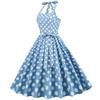 Vintage Polka Dot Cotton Dress With Tie Back And Offshoulder Design For Women