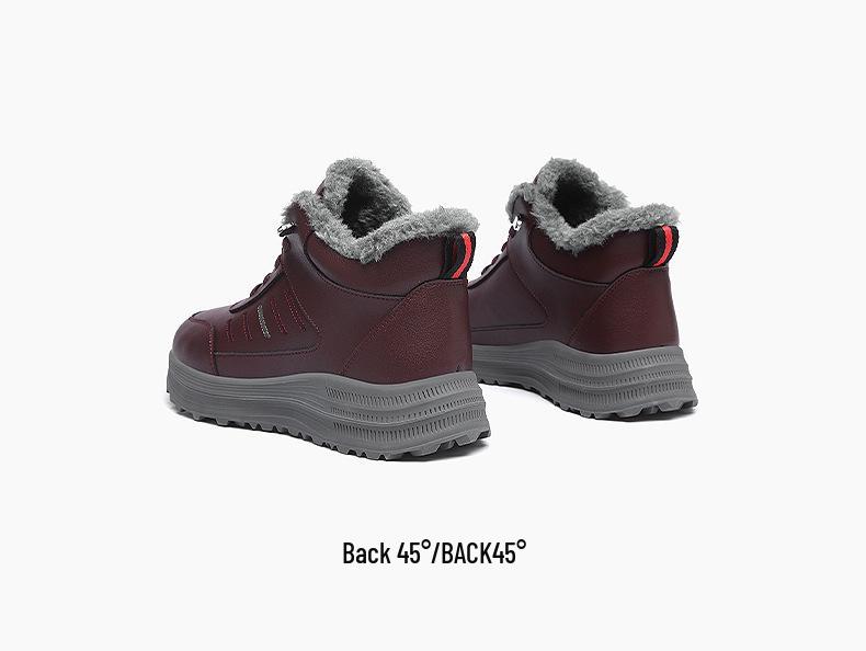 Red Dragonfly Women's Winter Snow Boots with Fleece - High-Top Cotton Walking Shoes for Middle-Aged and Elderly Mothers