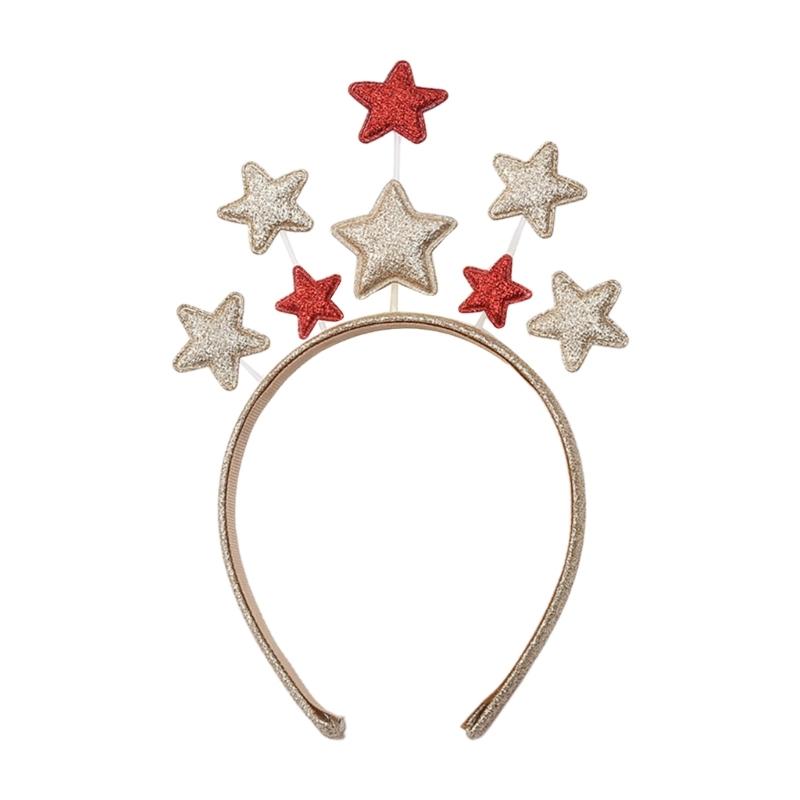 Adult Kids New Year Party Shinning Five-pointed Star Shape Headband Festival Hair Hoop for Performances Unisex Headpiece